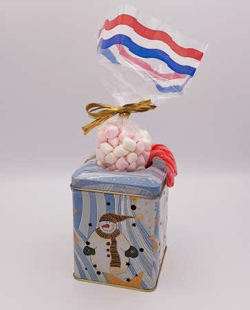 Lantaarn blikje met marsh mallows en candy canes