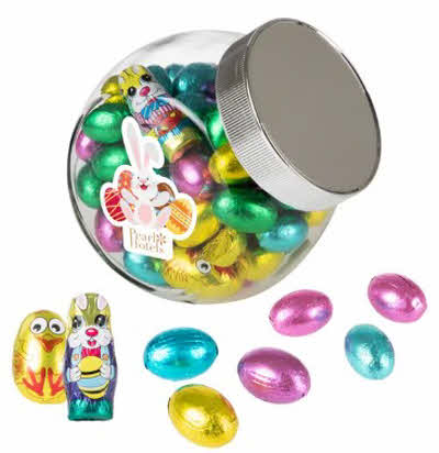 Medium glazen pot 0,9 liter met Paasmix