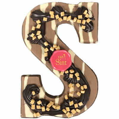 Luxe Chocolade letter S met decoratie